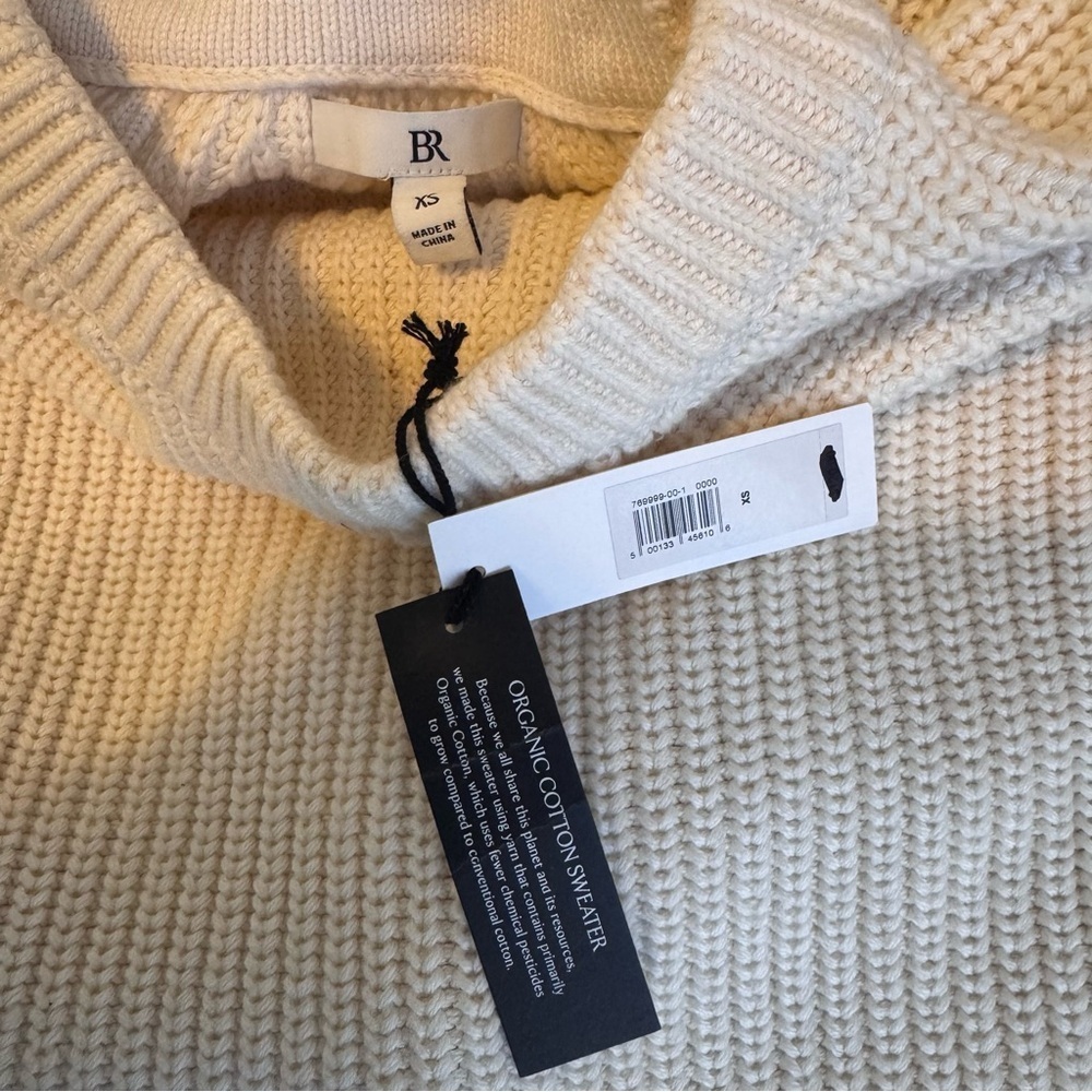 NWT Banana Republic Cream Organic Cotton Chunky Knit Crewneck Sweater Woman’s XS - Picture 8 of 10
